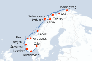 Itinéraire croisière Hurtigruten au départ de Oslo