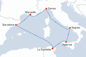 Itinéraire croisière MSC YACHT CLUB au départ de Marseille