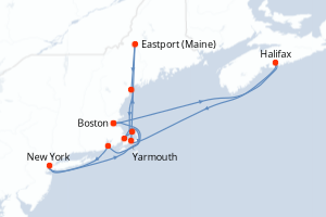 Itinéraire croisière Ponant au départ de Boston