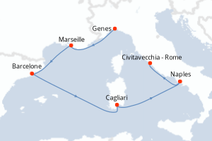 Itinéraire croisière Costa Croisières au départ de Genes