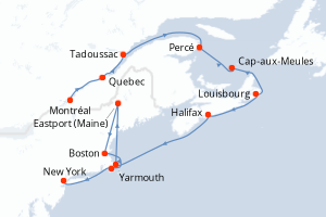 Itinéraire croisière Ponant au départ de Montréal