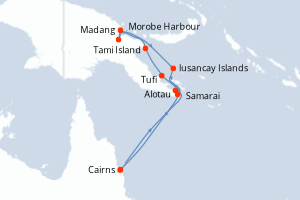 Itinéraire croisière Ponant au départ de Cairns