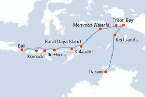 Itinéraire croisière Ponant au départ de Darwin