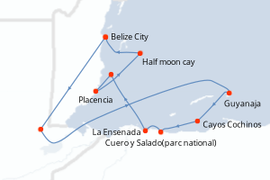 Itinéraire croisière Ponant au départ de Belize City