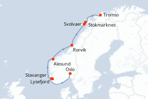 Itinéraire croisière Hurtigruten au départ de Oslo