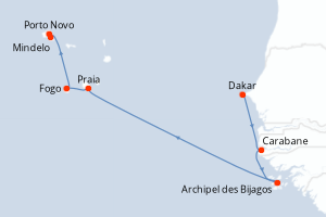 Itinéraire croisière Exploris au départ de Dakar