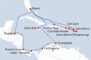 Itinéraire croisière MSC Croisières au départ de Miami