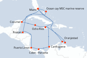 Itinéraire croisière MSC Croisières au départ de Miami