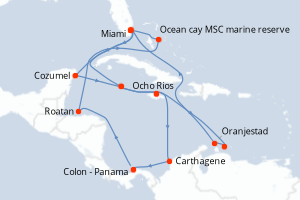 Itinéraire croisière MSC Croisières au départ de Miami