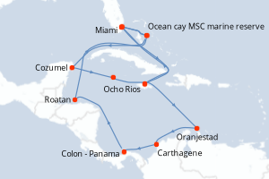 Itinéraire croisière MSC Croisières au départ de Miami