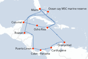 Itinéraire croisière MSC Croisières au départ de Miami