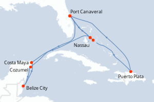 Itinéraire croisière MSC Croisières au départ de Port Canaveral