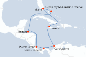 Itinéraire croisière MSC YACHT CLUB au départ de Miami