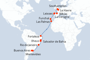 Itinéraire croisière MSC Croisières au départ de Buenos Aires