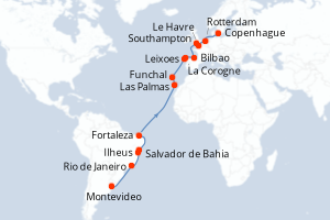 Itinéraire croisière MSC Croisières au départ de Montevideo