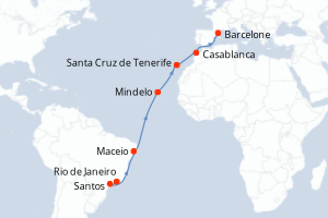 Itinéraire croisière MSC Croisières au départ de Rio de Janeiro