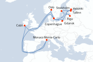 Itinéraire croisière Princess Cruises au départ de Copenhague