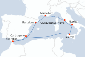 Itinéraire croisière Princess Cruises au départ de Barcelone