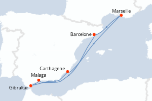 Itinéraire croisière Princess Cruises au départ de Barcelone