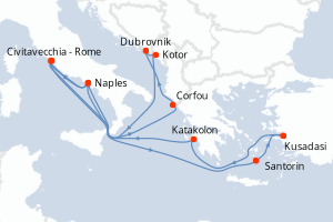 Itinéraire croisière Princess Cruises au départ de Civitavecchia - Rome