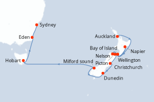 Itinéraire croisière Azamara au départ de Auckland