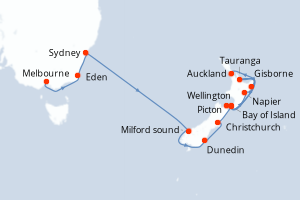 Itinéraire croisière Azamara au départ de Melbourne