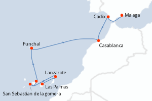 Itinéraire croisière Ponant au départ de Las Palmas