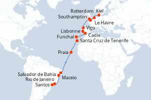 Itinéraire croisière Costa Croisières au départ de Santos