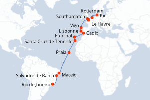 Itinéraire croisière Costa Croisières au départ de Rio de Janeiro