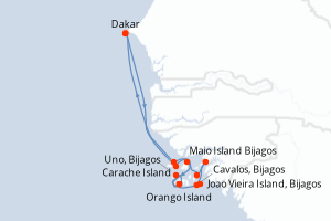 Itinéraire croisière Ponant au départ de Dakar