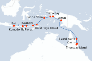 Itinéraire croisière Ponant au départ de Cairns