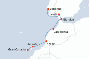 Itinéraire croisière Azamara au départ de Gran Canarias