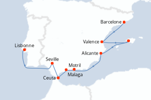 Itinéraire croisière Azamara au départ de Barcelone