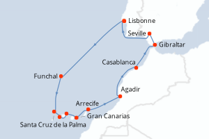 Itinéraire croisière Azamara au départ de Lisbonne