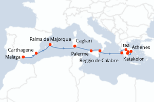 Itinéraire croisière Ponant au départ de Malaga