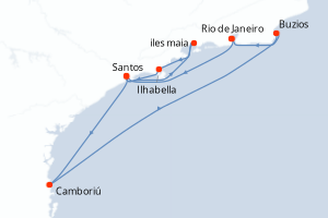 Itinéraire croisière Costa Croisières au départ de Rio de Janeiro