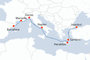 Itinéraire croisière MSC Croisières au départ de Barcelone