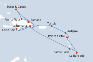 Itinéraire croisière Costa Croisières au départ de Pointe a Pitre