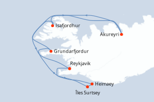 Itinéraire croisière Ponant au départ de Reykjavik