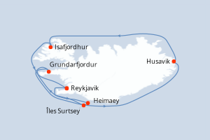 Itinéraire croisière Ponant au départ de Reykjavik