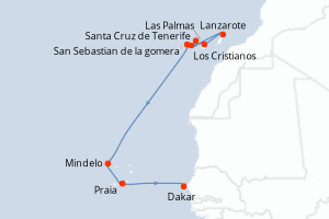 Itinéraire croisière Ponant au départ de Santa Cruz de Tenerife