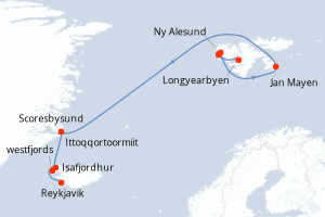 Itinéraire croisière Ponant au départ de Longyearbyen