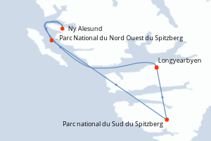 Itinéraire croisière Ponant au départ de Longyearbyen