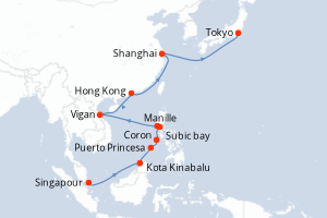 Itinéraire croisière Silversea au départ de Singapour