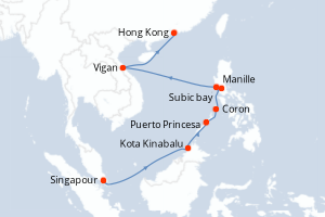 Itinéraire croisière Silversea au départ de Singapour