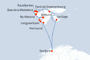 Itinéraire croisière Exploris au départ de Longyearbyen