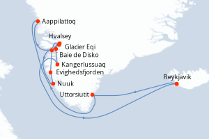 Itinéraire croisière Exploris au départ de Reykjavik