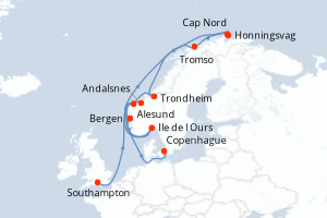 Itinéraire croisière Silversea au départ de Southampton