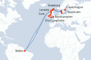 Itinéraire croisière Silversea au départ de Copenhague