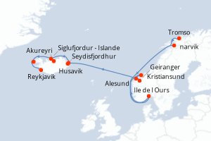 Itinéraire croisière Silversea au départ de Tromso